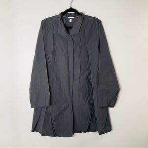 EILEEN FISHER Women’s Size Large Gray Lightweight Weather Raincoat snap Front